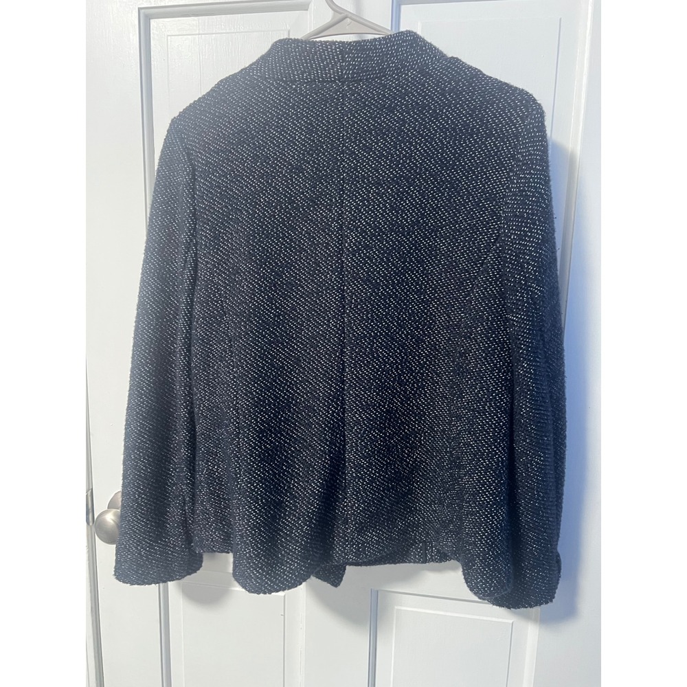 LOFT Cropped Pea Coat Womens M Navy Blue Textured Knit - Picture 2 of 8